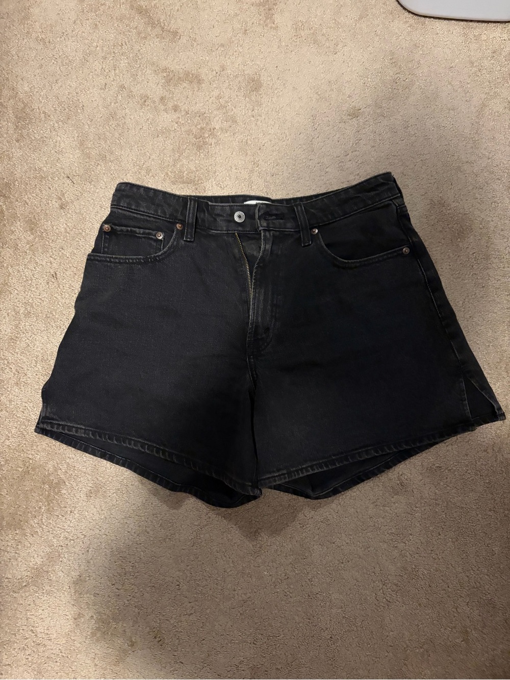 Dad Short, Curve Love, High-Waist Black Denim Women's Shorts